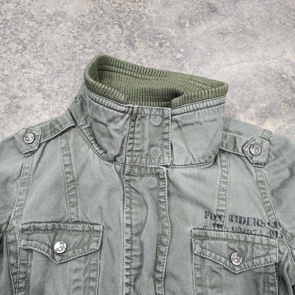 Fox Riders Company Womens Jacket Coat Army Green Olive Military Sz XS Logo - Picture 13 of 14